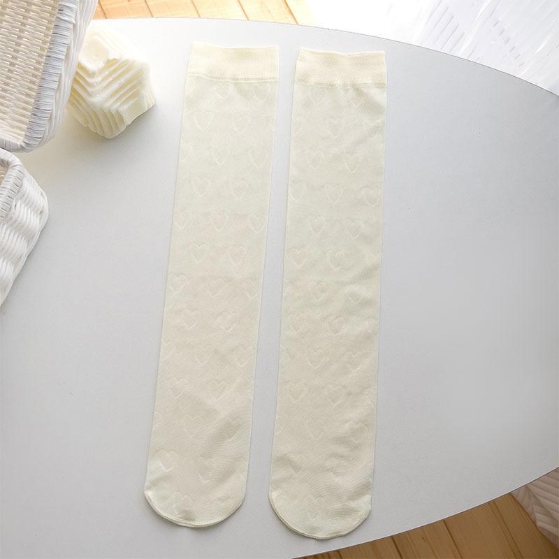 Чулки с милым сердечком для девочек, ультратонкие прозрачные нейлоновые длинные носки, женские чулки, милые гольфы в стиле Лолиты для девочек, чулки