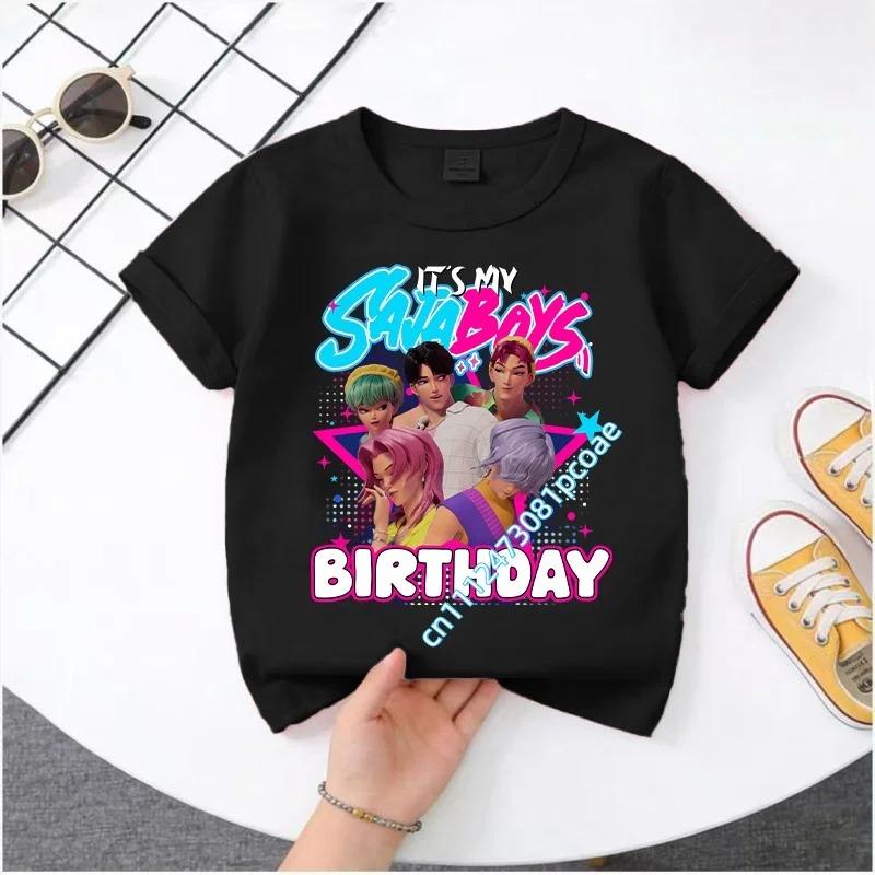 2026 Новая K-POP Saja Boys Принт Короткий Рукав Весенняя Семейная Одежда для Мальчиков и Девочек Милая Хлопковая Футболка для Мальчиков и Девочек