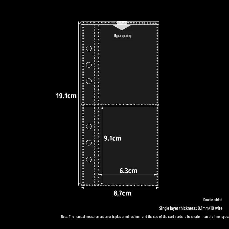 Сверхтонкий альбом для карточек A6, внутренняя страница: Вертикальный PP вкладыш с 1-2 карманами, двухслойное хранилище для маленьких карточек 3 дюйма
