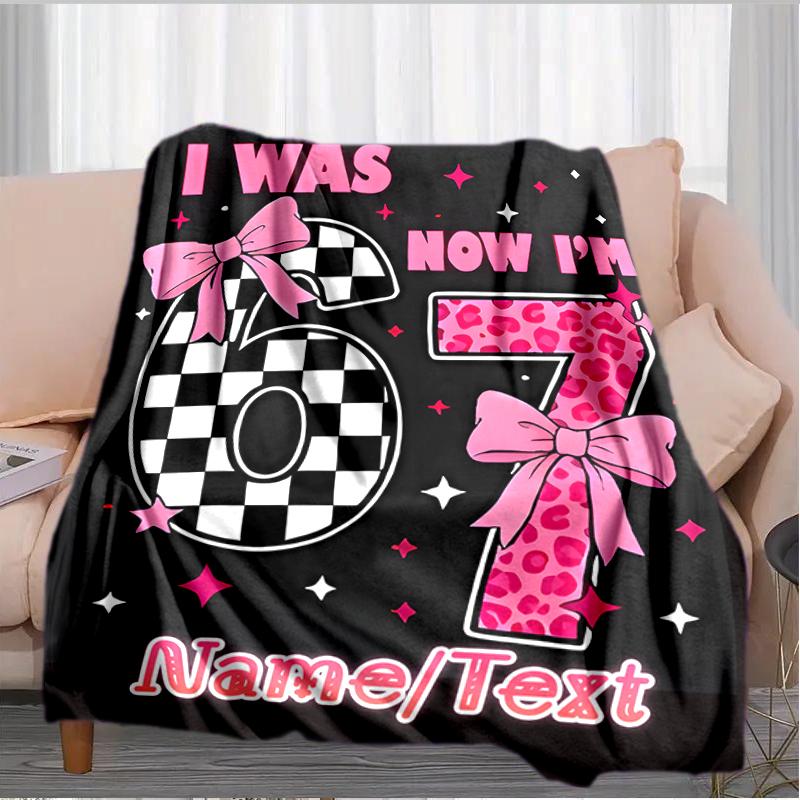 1PC Custom Name "67th Birthday Celebration" flannel blanket versatile,all-season throw suitable for the living room,bedroom,camping,travel,and gift