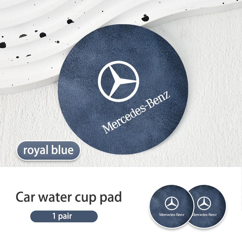 CEV5   Suede Car Coaster Water Cup Holder Anti-Slip Pad Accessories For Benz AMG A C E S G Class W201 W210 W108 W204 W205 W203