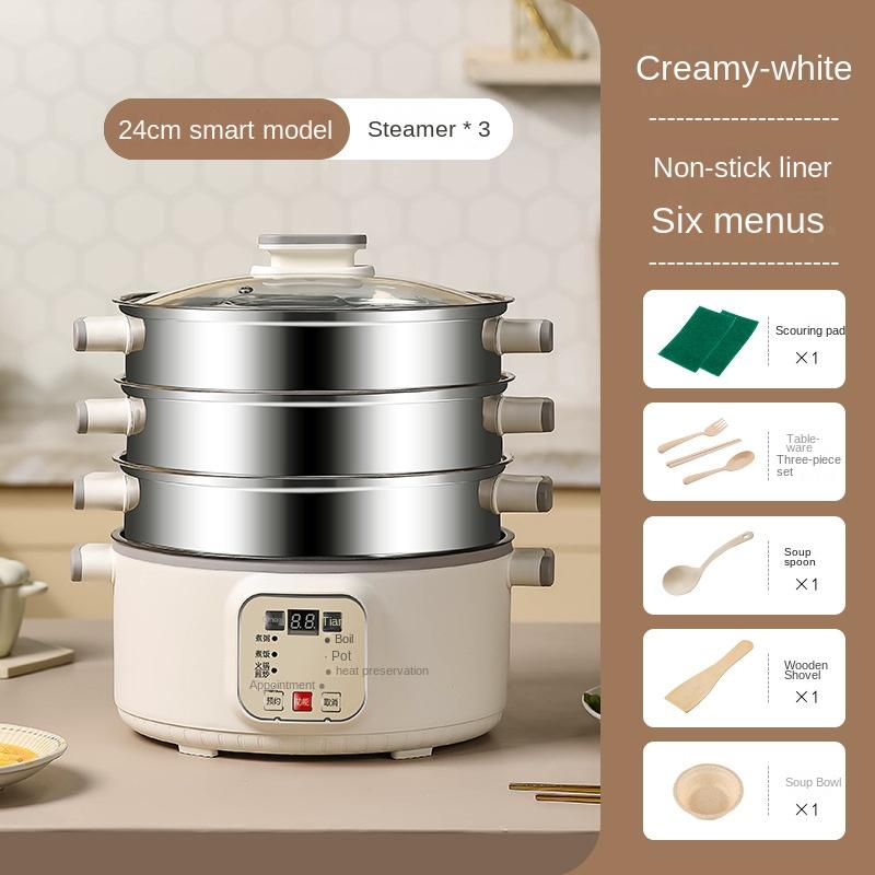 Электрическая пароварка для тушения и приготовления пищи Встроенная электрическая пароварка Паровая камера Бытовая Небольшая трехслойная Многофункциональная Многослойная большая вместимость