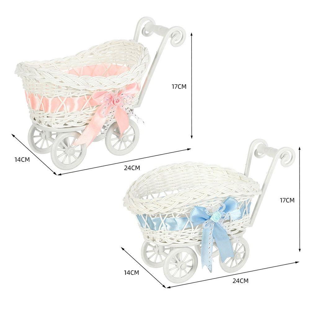 High Quality Hand-Woven Creative Small Cart 2 Styles Gift Imitation Rattan Woven Storage Flower Basket For Plant Home Wedding