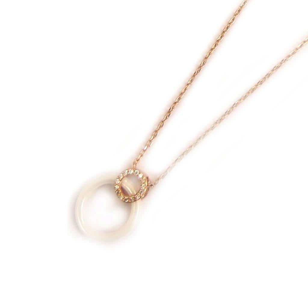 Les Trésors De Lily [L4616] - Позолоченное колье "Сисси" белое (керамика) золото розовое - 20х15 мм