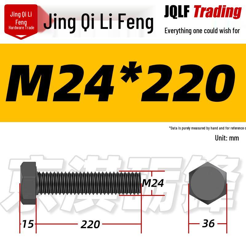 12.9 Grade High-Strength Blackened Hex Bolt M22-M48
