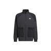Adidas Solid Color Logo Print Sports Stand Collar Jacket Men Outerwear Black HN9009