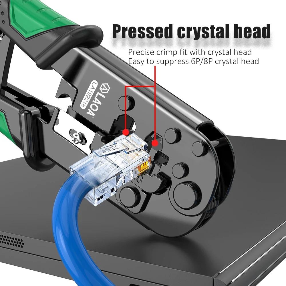 Сетевые плоскогубцы с храповым механизмом 8P6P, плоскогубцы для стальной проволоки, пресс-клещи для проволоки с хрустальной головкой, трехцелевой набор, плоскогубцы для зачистки проводов