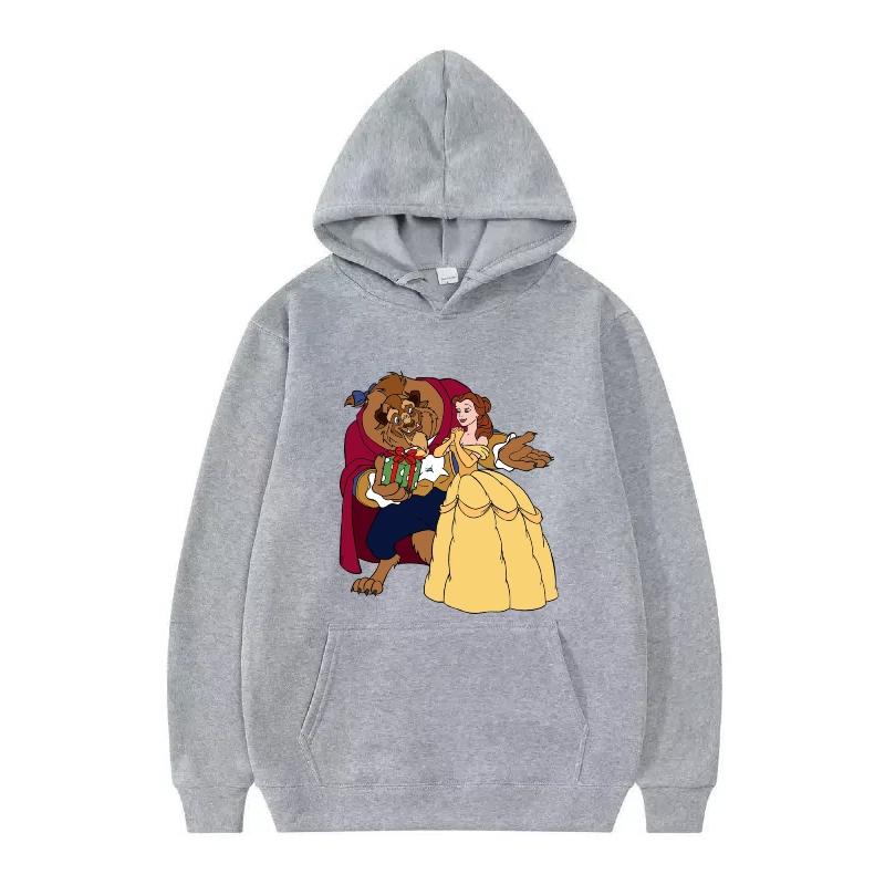 Disney Beauty And The Beast Princess Pattern Woman Loose Black Autumn Tops Clothes Pullovers Ladies Cheap Y2k Hoodies Men Sporty