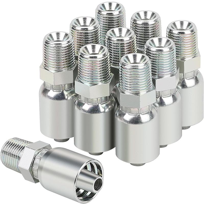 Гидравлический фитинг под обжимку: 3/8" шланг x 3/8" JIC 37° female swivel или 3/8" шланг x 3/8" NPT male