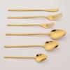 6pcs Tableware Set Gold Cutlery Stainless Steel Flatware Mirror Knife Fork Dessert Spoon Korean Dinnerware Set Luxury