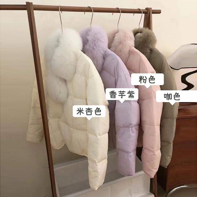 Короткий пуховик из лисьего шарфа для женщин 2024 года, зимний модный дизайн, нерегулярная теплая маленькая куртка прилив