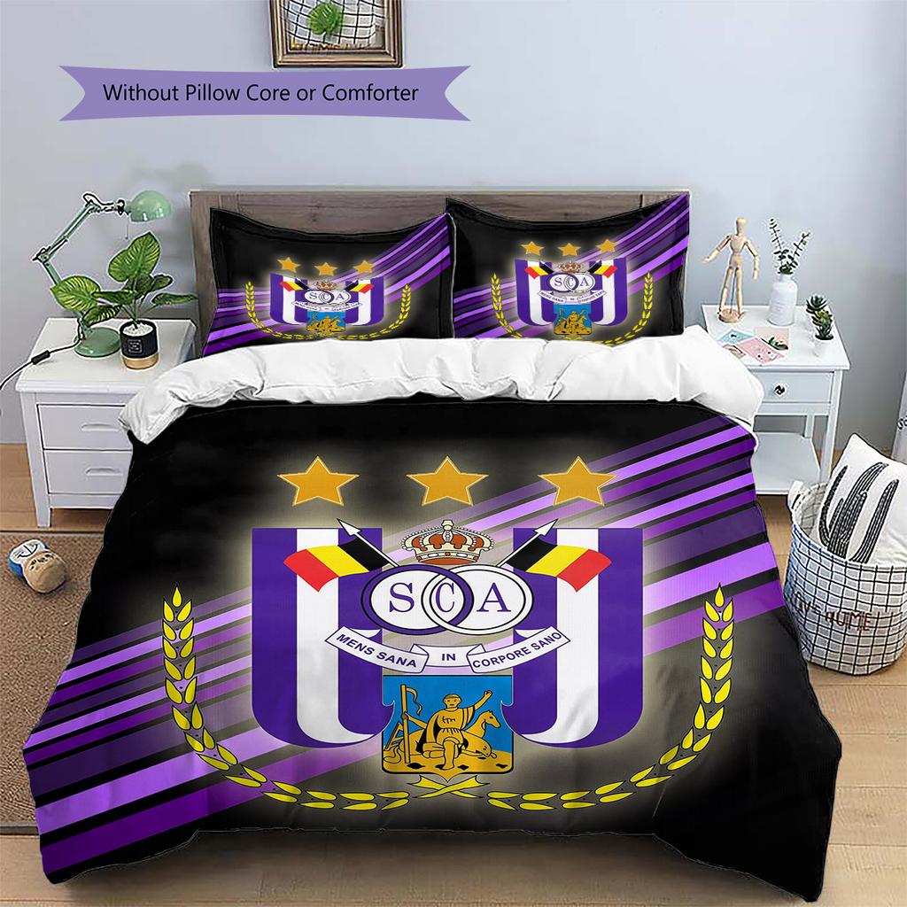 RSC Anderlecht  Узорный Комплект Постельного Белья Одеяло  Домашний Декор  Подарок (1 пододеяльник + 2 наволочки без наполнителя)