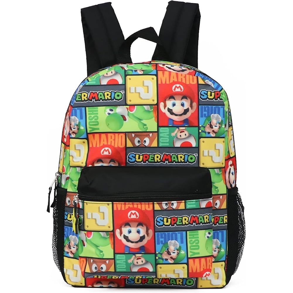 Школьный рюкзак Super Mario 16" с принтом персонажей, один размер