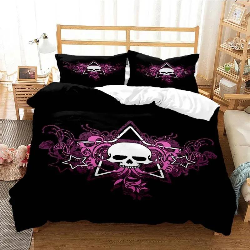 Sugar Skull Duvet Cover Set Queen Size Flowers Skeleton Bed Linen Double Bedding Set With Pillowcase King Size Skull Quilt Cover