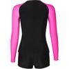 Li-Ning Conservative Sun Protection Surfing Hot Spring Long Sleeve Two-Piece Swimsuit Women Swimsuit Black Rose-Red LSCP429-1