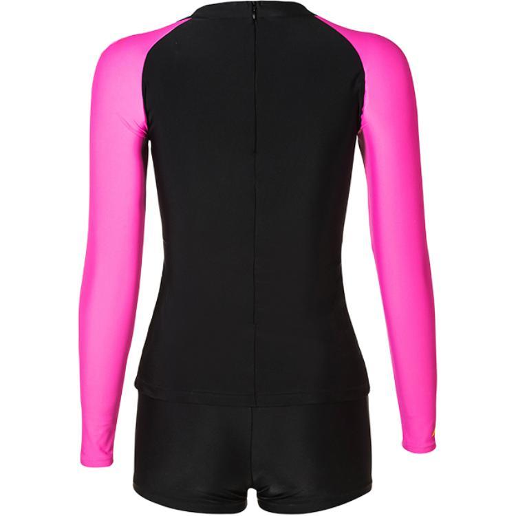 Li-Ning Conservative Sun Protection Surfing Hot Spring Long Sleeve Two-Piece Swimsuit Women Swimsuit Black Rose-Red LSCP429-1