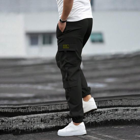 Мужские брюки-карго с несколькими карманами в уличном стиле с резинкой на щиколотке и эластичным поясом на шнурке
