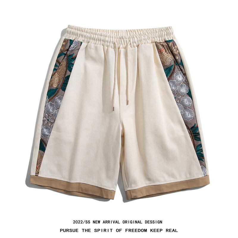 2025 Летние мужские шорты с японской вышивкой, мужские повседневные шорты, мужские шорты в китайском стиле, брендовые пляжные шорты, мужские шорты для серфинга