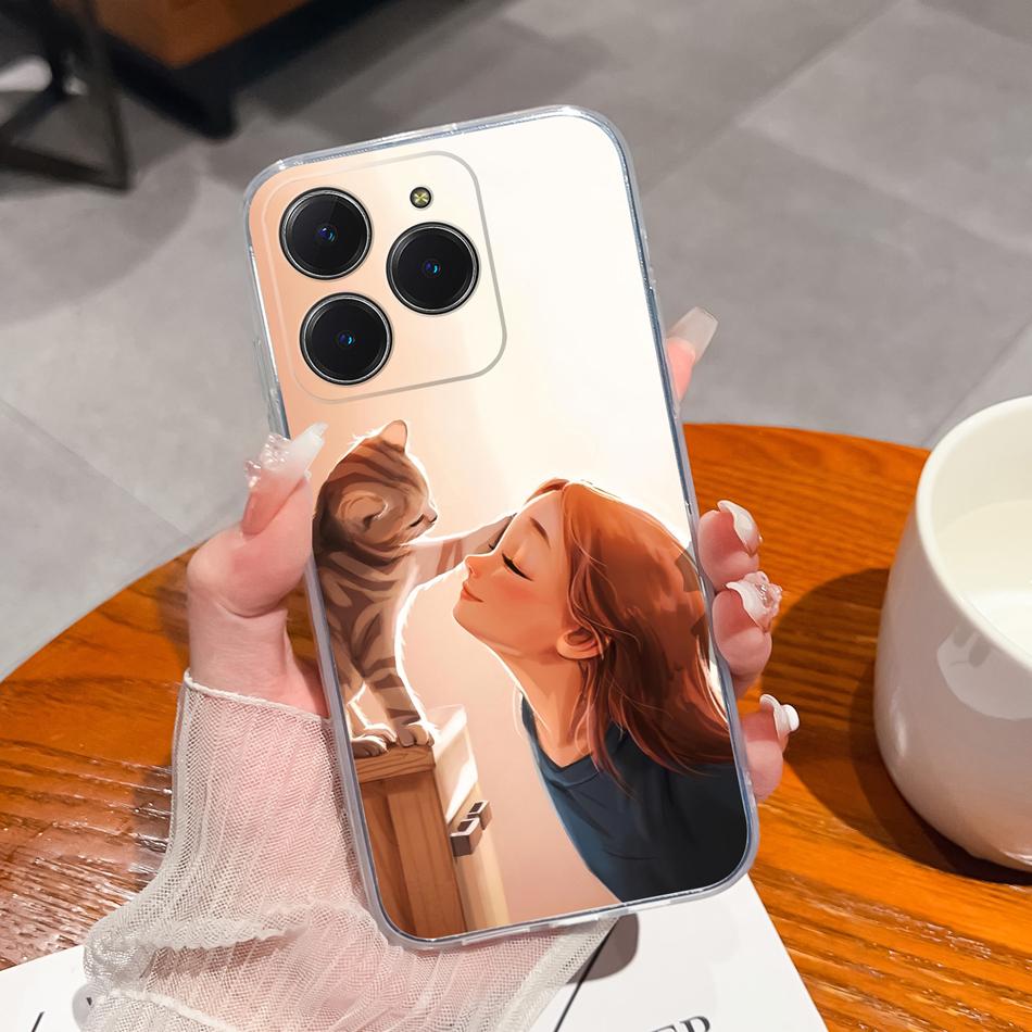 Simple Creative Case For Realme C63 C61 Transparent Back Cover For Realme C 61 C 63 Soft Slim Silicone Shockproof Funda Bumper