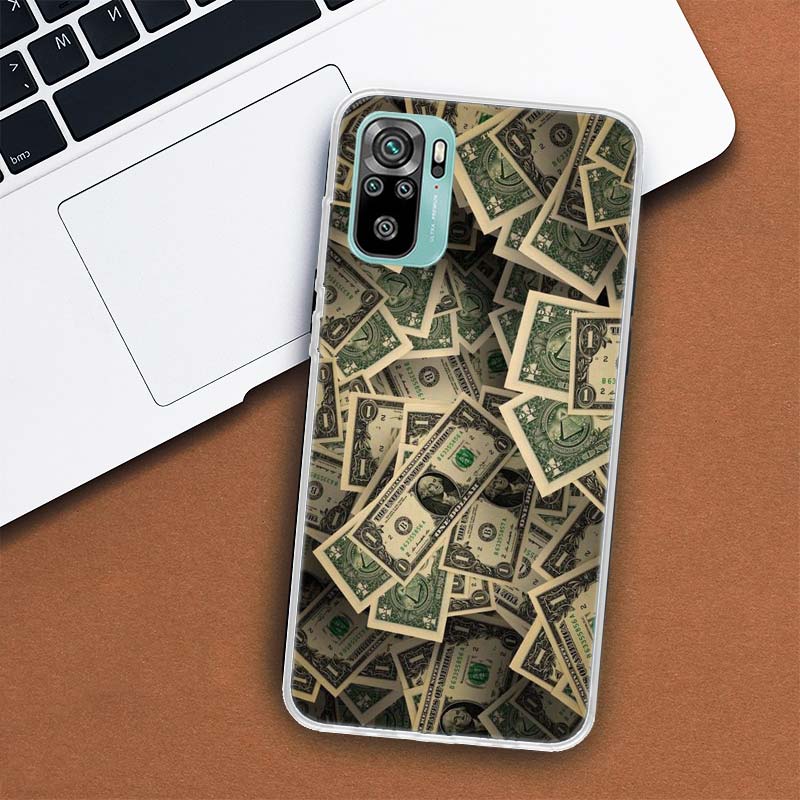 Чехол для телефона Банкнота Доллар Наличные Деньги Для Xiaomi Redmi Note 14 13 12 12S 11 Pro Plus 11S 10 10S 11T 11E Мягкий Прозрачный Корпус C