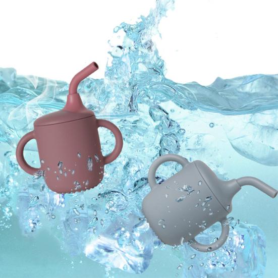 Yousheng 180 мл обучающая чашка для питья безопасная с крышкой соломинка идеальная посадка противокапельная силиконовая чашка с двойным ухом детская чашка-непроливайка детские аксессуары