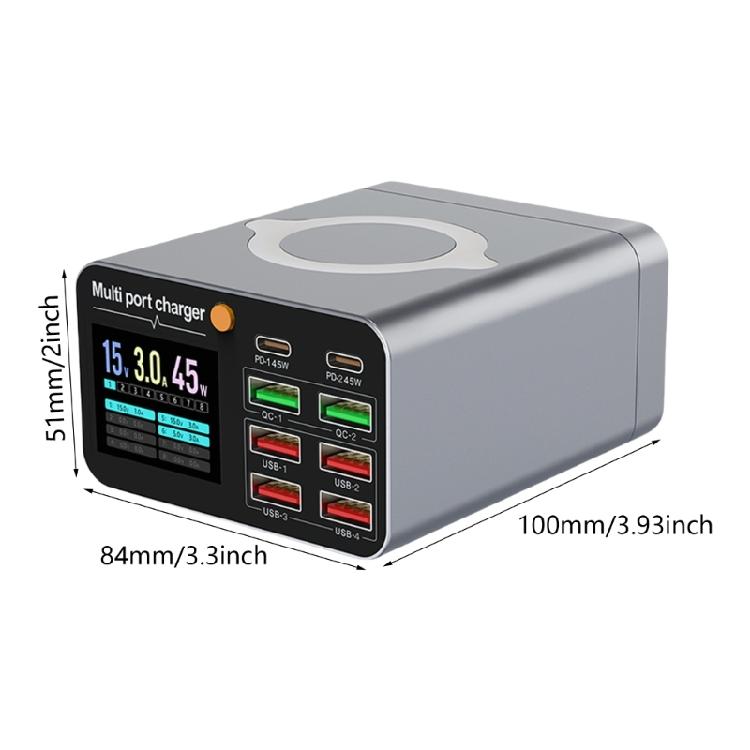 80 Вт Многофункциональная Быстрая Беспроводная Зарядная Станция USB Type C Светодиодный Дисплей Зарядный Адаптер для Дома Офиса Путешествий