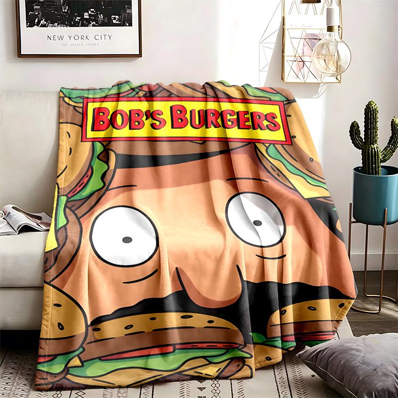 Плед с тематикой Bob's Burgers, подходит для дивана, кемпинга и путешествий, изготовлен из мягкого фланелевого материала, идеальный подарок для таких случаев, как день рождения