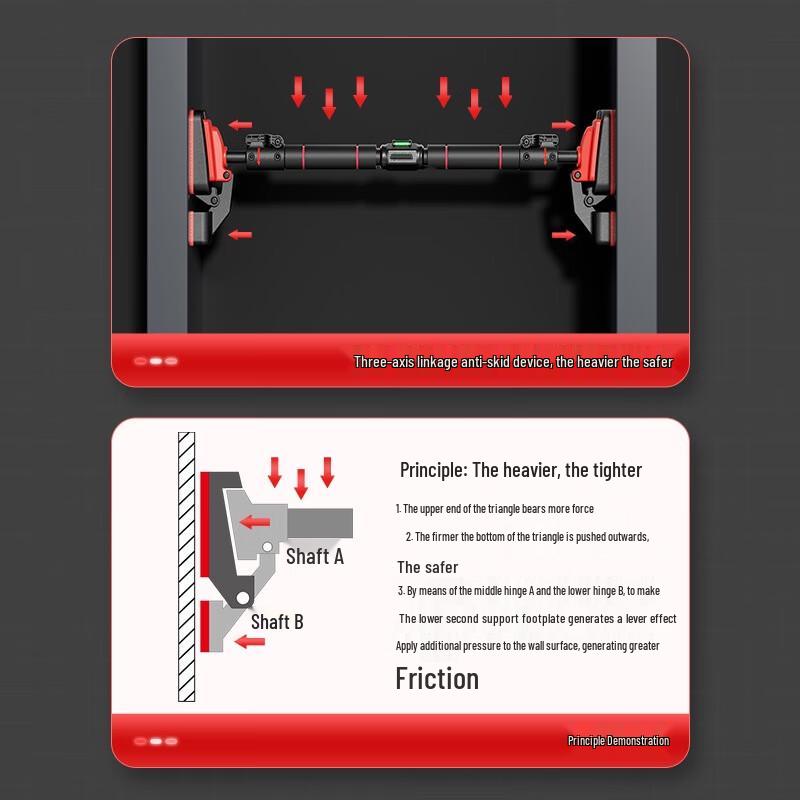 Zebian No-Drill Upgraded Dual-Support Pull-Up Bar
