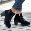 Fashion Plus Size 35-42 Women Pumps Boots High Quality Lace-up European Ladies PU High Heels Ankle Boots Fast Delivery Womens Shoes