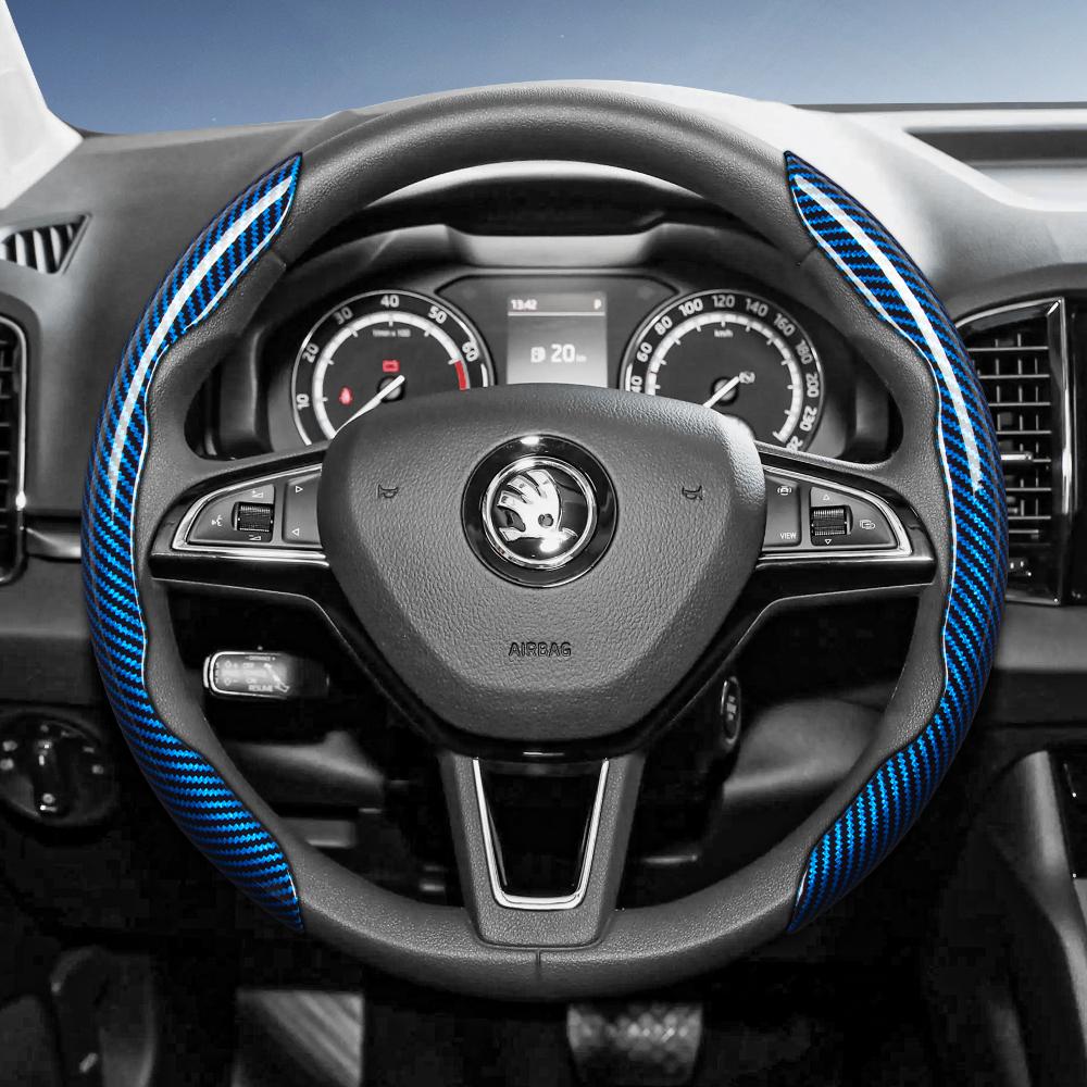 KTDJ9 Подходит для Skoda Рулевое колесо с текстурой под карбон, с сегментированным дизайном и быстрой фиксацией, долговечное, для Octavia