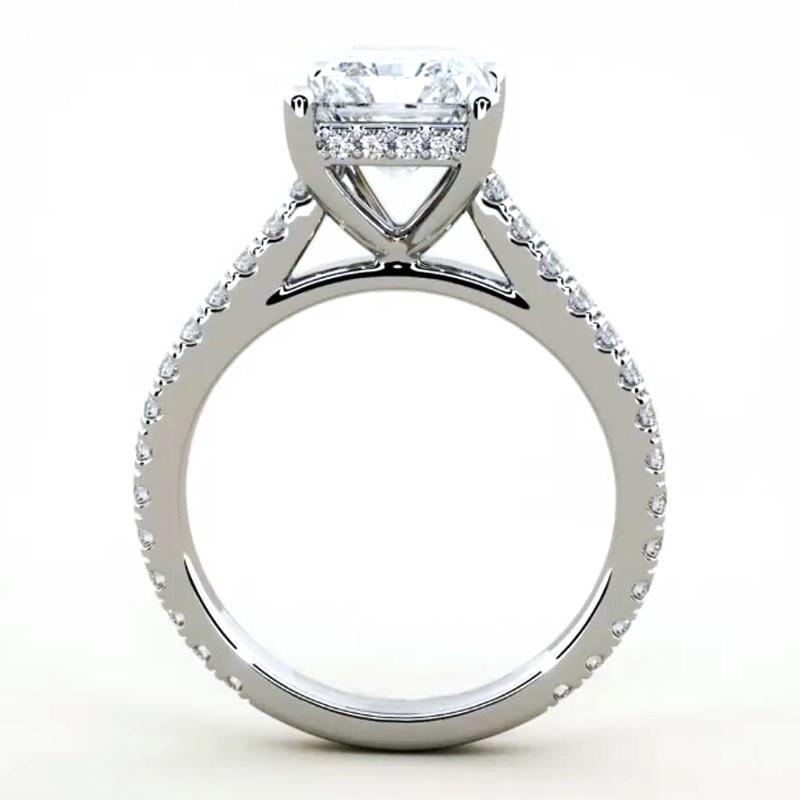 Rrjzz VVS1 Dazzling Radiant Cut Moissanite Engagement Rings Classic 925 Sterling Silver Women Luxury Ring for Wedding Jewelry