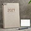 Органайзер-планировщик на весь год 2027, Ежедневник, Ежемесячный планировщик, Ежедневник, Обложка с текстурой винтажной овчины, Блокнот-журнал с плотной бумагой для офиса