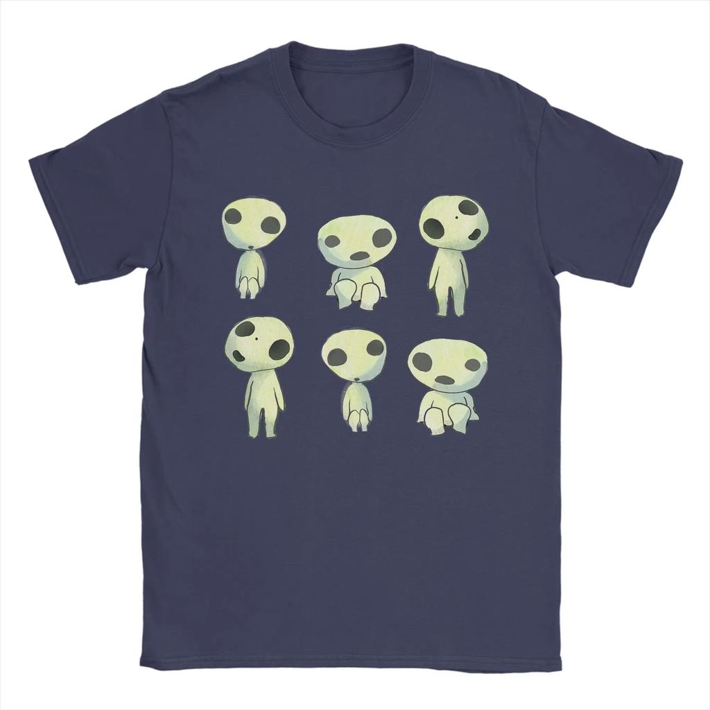 Футболка с принтом Принцесса Мононоке Kodama Vintage Хлопковая футболка Круглый вырез Короткий рукав Уникальная одежда yk clothes