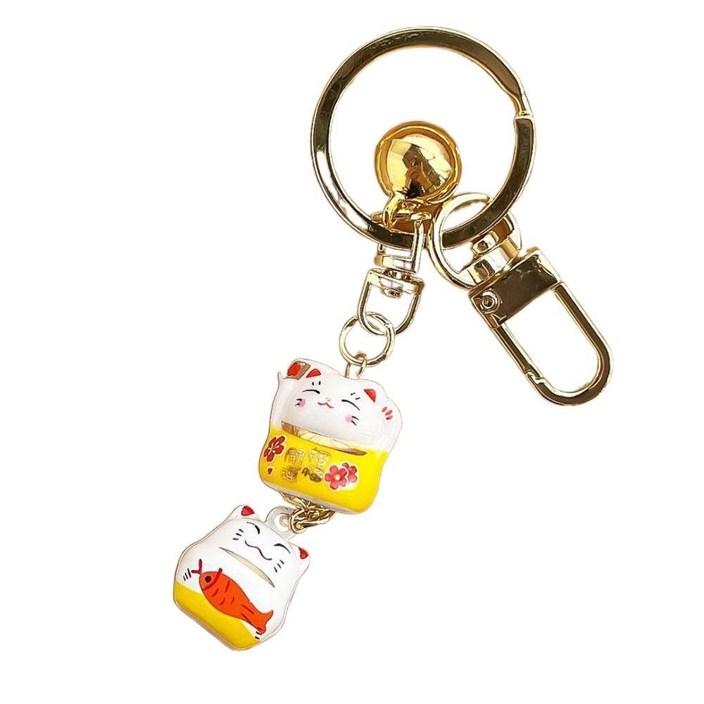 Bell Pendant Maneki Neko Key Chain Zinc Zinc Alloy Lucky Cat Pendant Cute Cartoon Key Charm Women