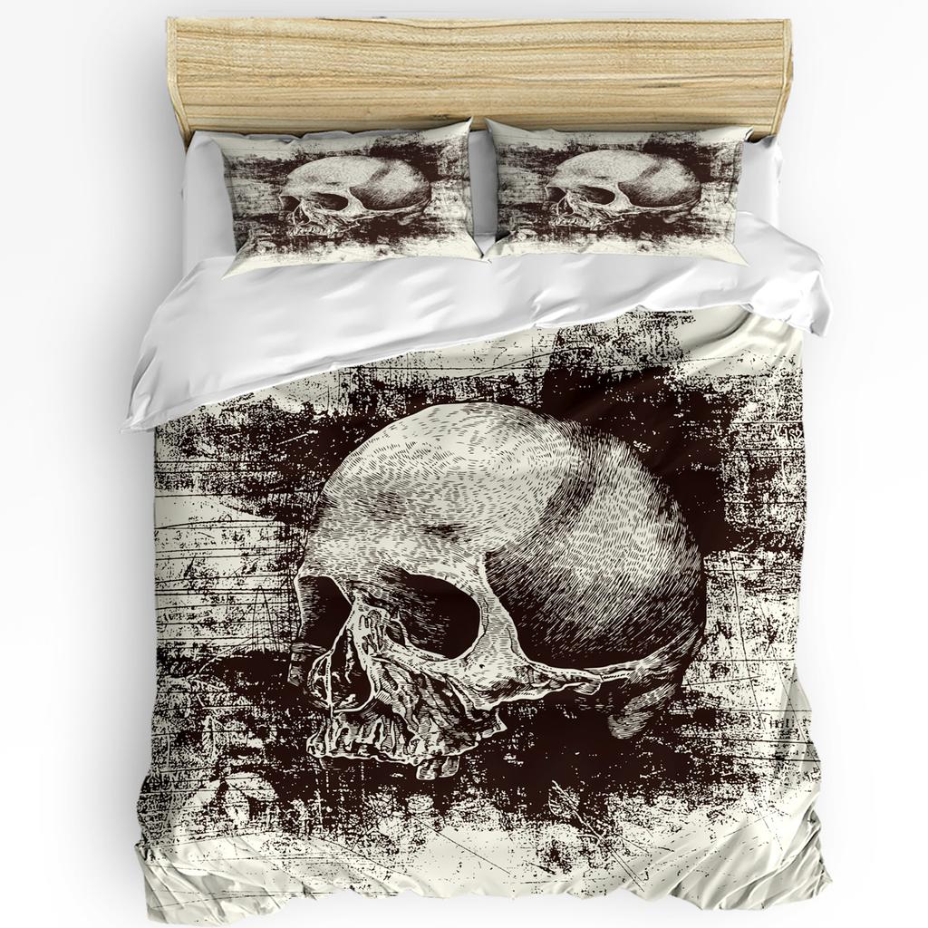 Halloween Flower Style Skull Paisley Black 3pcs Bedding Set For Double Bed Home Textile Duvet Cover Quilt Cover Pillowcase
