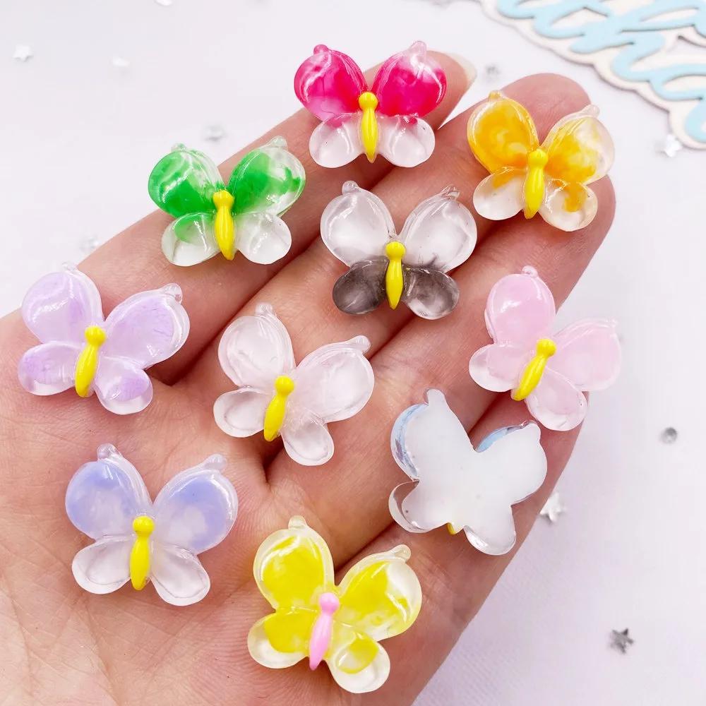 10 шт. красочные смоляные 3D бабочки с плоской задней частью стразы свадебный альбом одежда драгоценный камень аппликация DIY ювелирные аксессуары