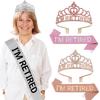 Retirement Party Glitter Crown & Sash Set for Grandma's Birthday