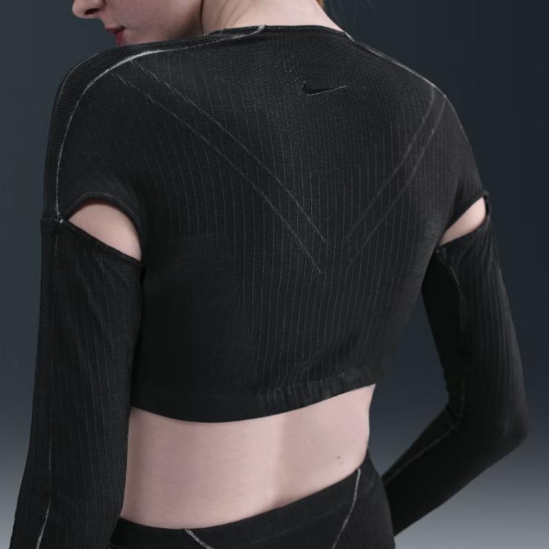Nike X Knwls Свитер с принтом Ghost Top, V-образный вырез, в полоску, с длинным рукавом, женские топы IB0265-010