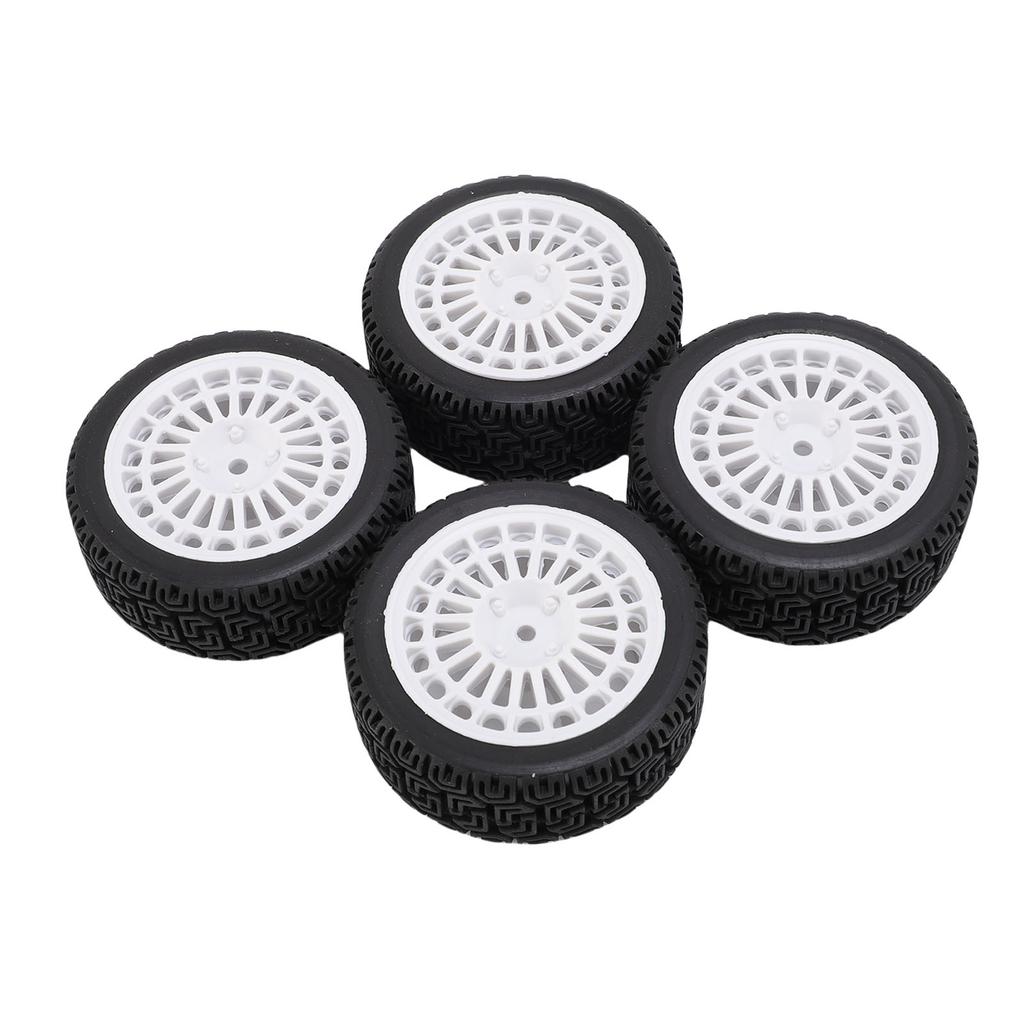 4PCS 1 10 RC Rally Car Tires Replacement for Tamiya TT01 Xv02 Sturdy Plastic 70mm RC Car Maze Tire Wheel Rim White