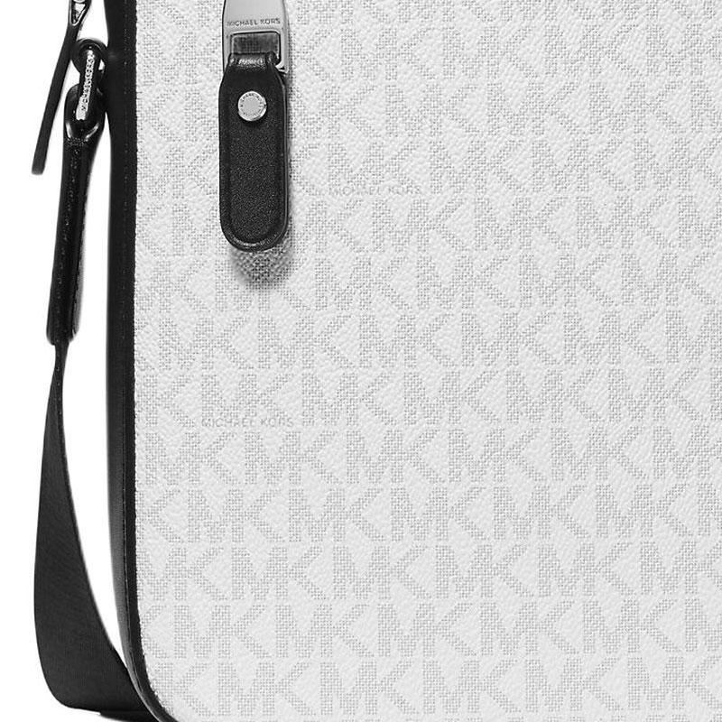 MICHAEL KORS Henry Signature Logo Print Coated Canvas Shoulder Crossbody Bag Men's White