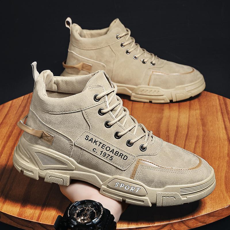 Autumn Winter Men's Boots High Top Leather Shoes Men's Ankle Boots Fashion Comfortable Motorcycle Boots Platform Boots Man