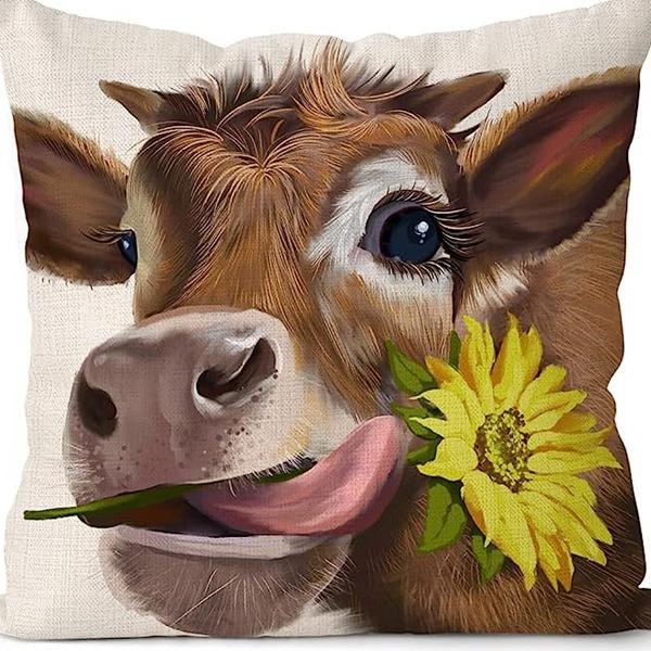 Faux 3D Embroidery Look Peach Skin Pillowcase 2D Printed Alpaca Rooster Cushion Cover For Couch Bedroom Living Room Decor 45X45