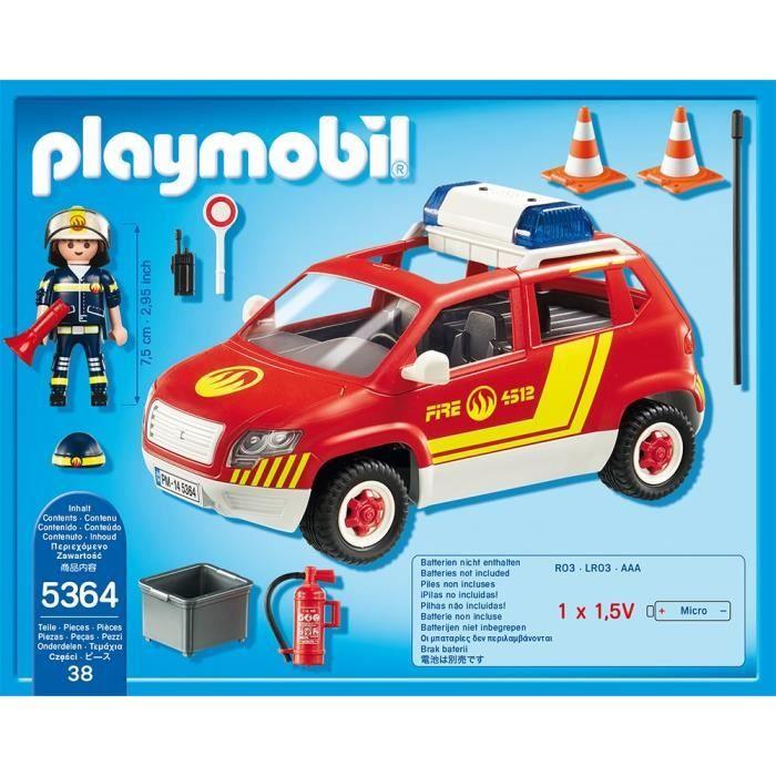 PLAYMOBIL - City Action - Véhicule d'Intervention avec Sirène - Les Pompiers - Voiture de Pompiers