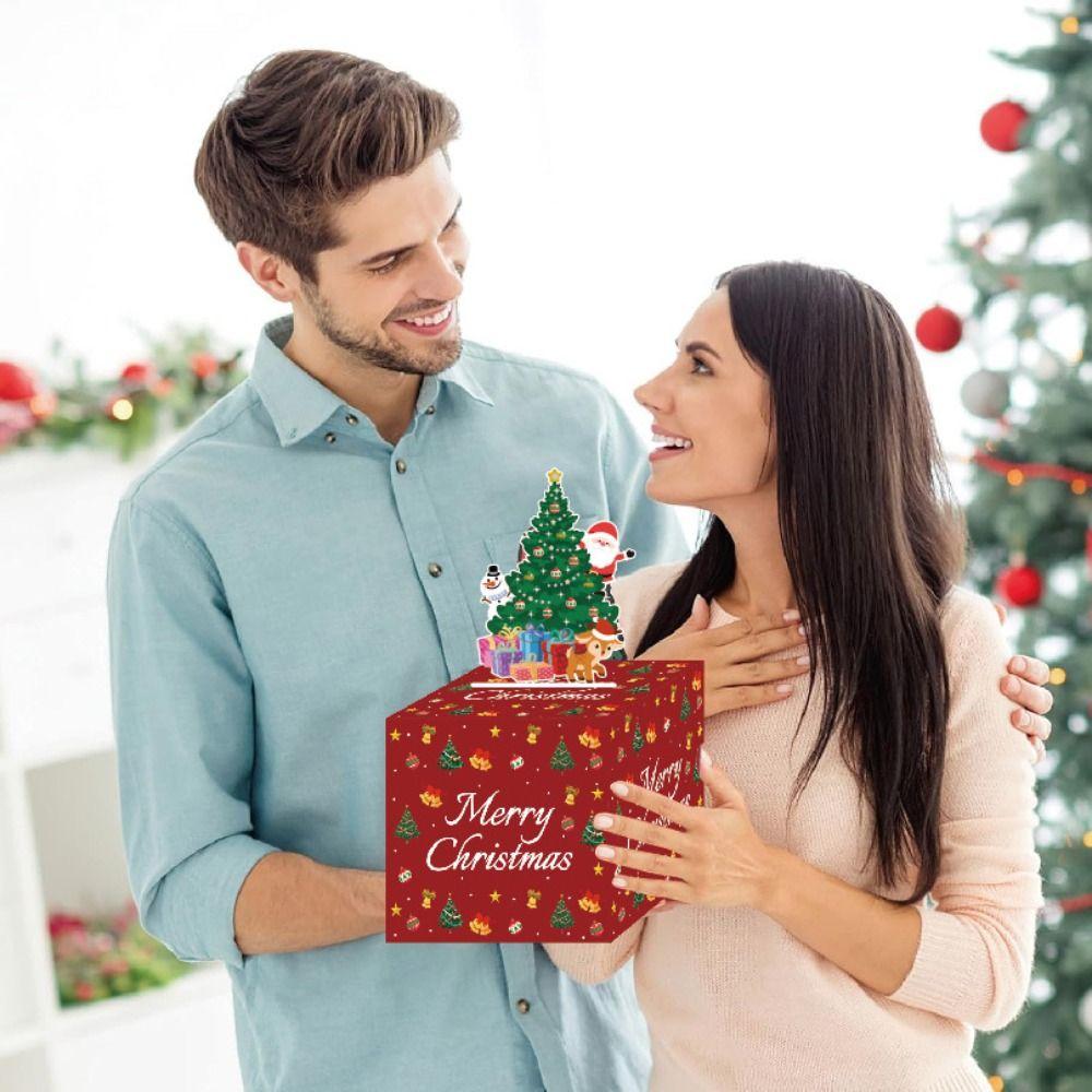 Square Paper Christmas Cash Box Paper Cash Gift Box  Party Christmas Decor Supplies