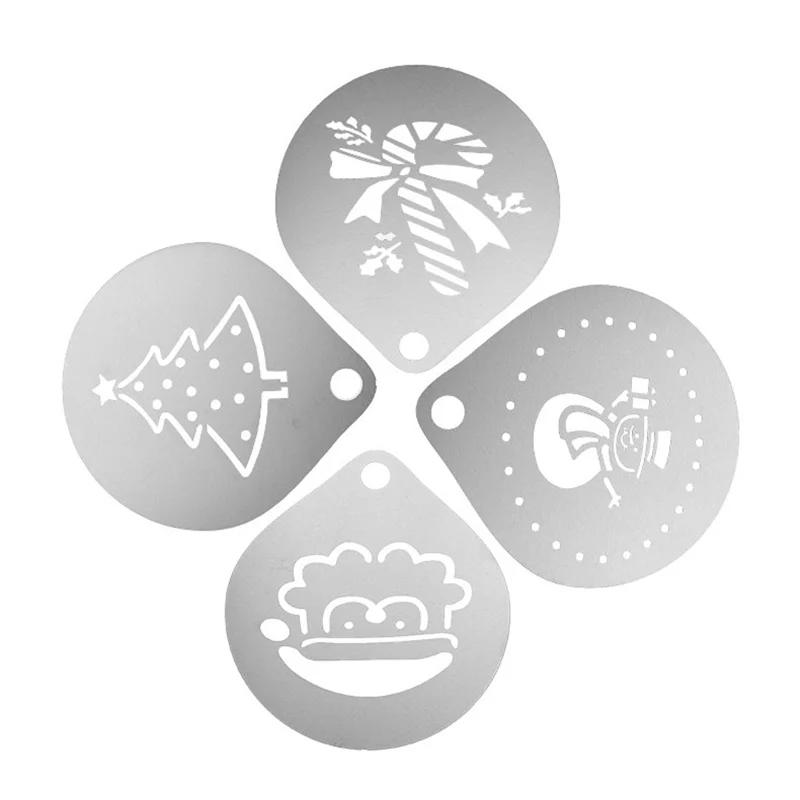 12pcs Stainless Steel Cafe Foam Template Barista Stencils Mold Coffee Art Needles Latte Garland Needle Powder Sprinkle