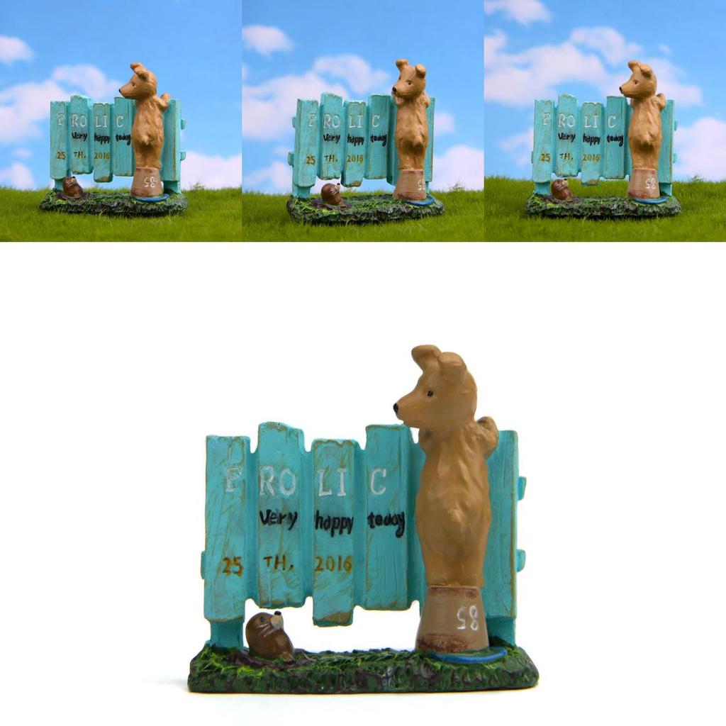 Small Dog Fence Sea Lion Resin Garden Ornament For Succulents And Scene Decor