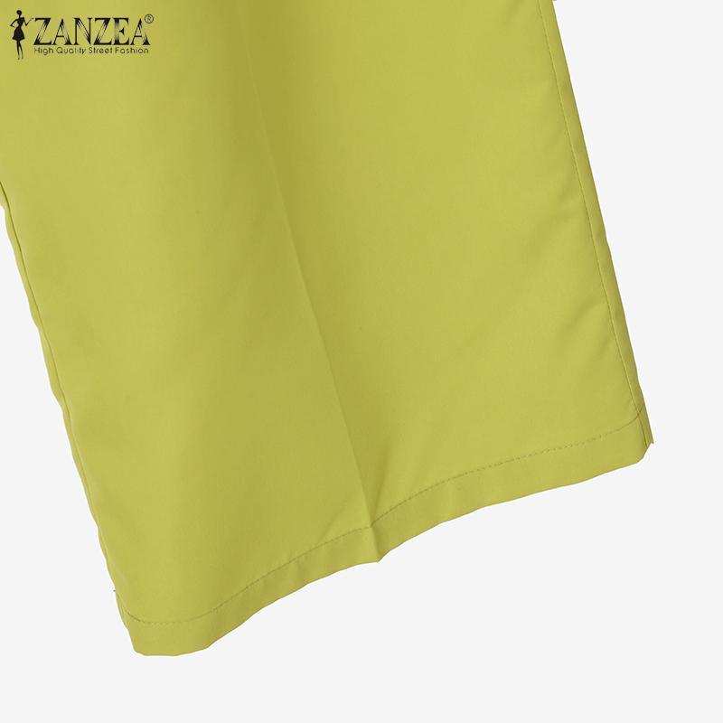 ZANZEA Женский повседневный костюм из двух частей с коротким рукавом и брюками