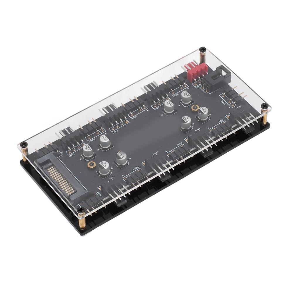 ARGB PWM 2 in 1 Hub 8 Way 5V 3 Pin ARGB HUB and 8 Way 12V 4 Pin PWM Hub with Acrylic Shell for Expanding Motherboard