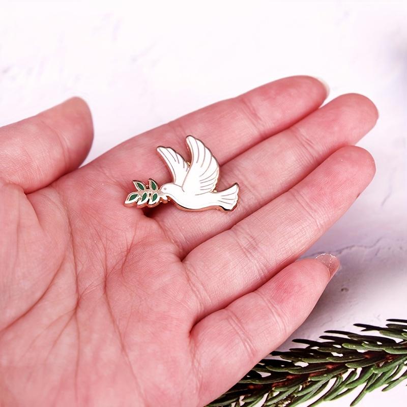 Эмалевая булавка с изображением голубя мира и оливковой ветви - женский значок с изображением голубя с изображением животного - уникальные новинки