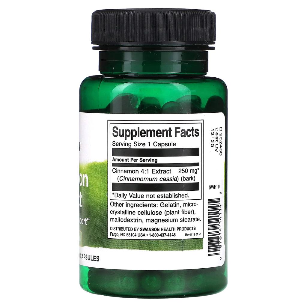 Cinnamon Extract, 250Mg, 90 Capsules